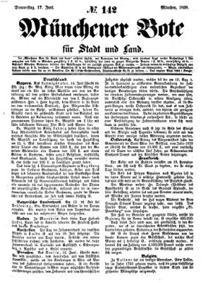 Münchener Bote für Stadt und Land Donnerstag 17. Juni 1858