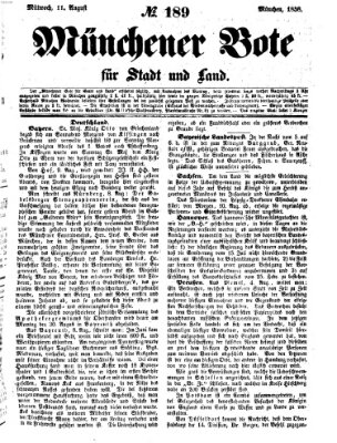Münchener Bote für Stadt und Land Mittwoch 11. August 1858