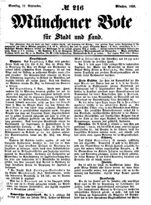 Münchener Bote für Stadt und Land Samstag 11. September 1858