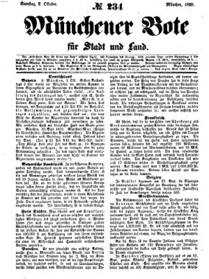 Münchener Bote für Stadt und Land Samstag 2. Oktober 1858