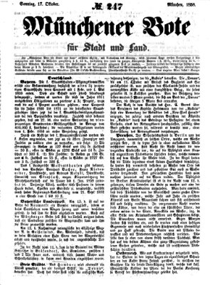 Münchener Bote für Stadt und Land Sonntag 17. Oktober 1858