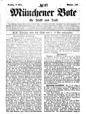 Münchener Bote für Stadt und Land Samstag 19. März 1859