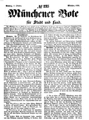 Münchener Bote für Stadt und Land Sonntag 2. Oktober 1859