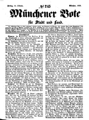 Münchener Bote für Stadt und Land Freitag 14. Oktober 1859