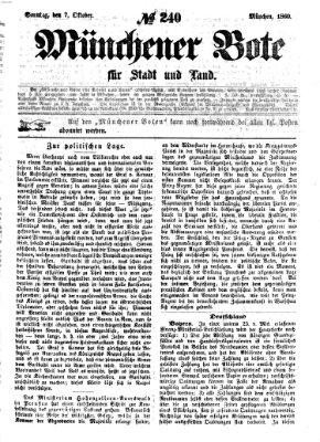 Münchener Bote für Stadt und Land Sonntag 7. Oktober 1860