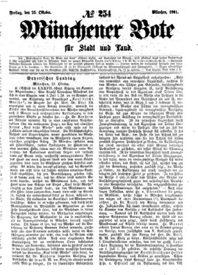 Münchener Bote für Stadt und Land Freitag 25. Oktober 1861