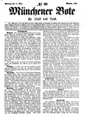 Münchener Bote für Stadt und Land Mittwoch 12. März 1862