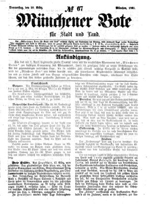 Münchener Bote für Stadt und Land Donnerstag 20. März 1862
