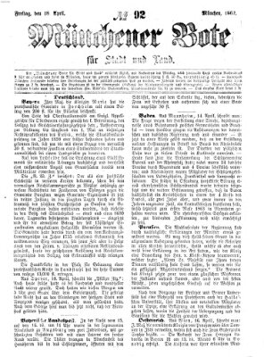 Münchener Bote für Stadt und Land Freitag 18. April 1862