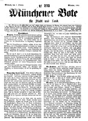 Münchener Bote für Stadt und Land Mittwoch 1. Oktober 1862