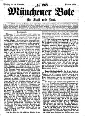 Münchener Bote für Stadt und Land Dienstag 11. November 1862