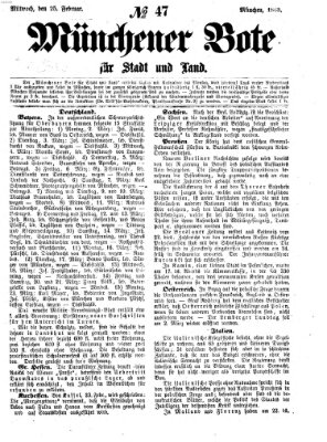Münchener Bote für Stadt und Land Mittwoch 25. Februar 1863