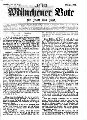 Münchener Bote für Stadt und Land Samstag 29. August 1863