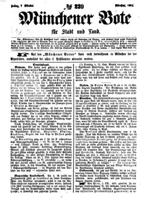 Münchener Bote für Stadt und Land Freitag 7. Oktober 1864