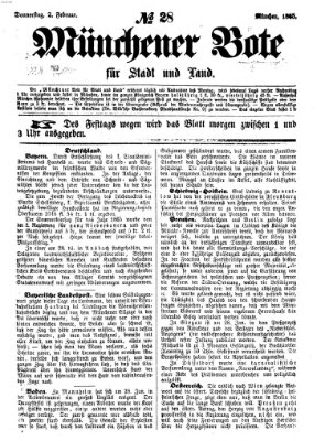 Münchener Bote für Stadt und Land Donnerstag 2. Februar 1865