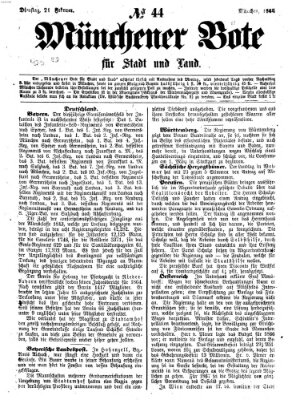Münchener Bote für Stadt und Land Dienstag 21. Februar 1865