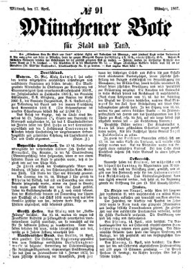 Münchener Bote für Stadt und Land Mittwoch 17. April 1867