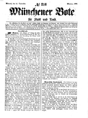 Münchener Bote für Stadt und Land Mittwoch 11. September 1867