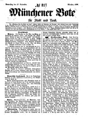 Münchener Bote für Stadt und Land Donnerstag 12. September 1867