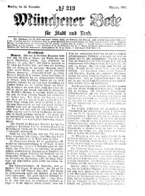 Münchener Bote für Stadt und Land Samstag 14. September 1867