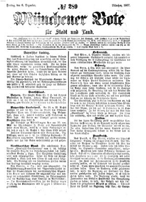 Münchener Bote für Stadt und Land Freitag 6. Dezember 1867