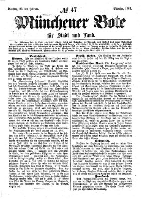 Münchener Bote für Stadt und Land Dienstag 25. Februar 1868