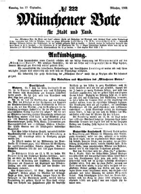 Münchener Bote für Stadt und Land Sonntag 19. September 1869