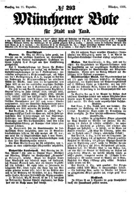 Münchener Bote für Stadt und Land Samstag 11. Dezember 1869