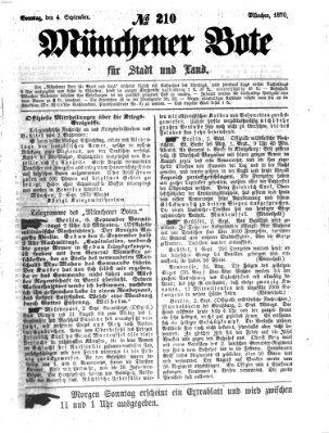 Münchener Bote für Stadt und Land Sonntag 4. September 1870