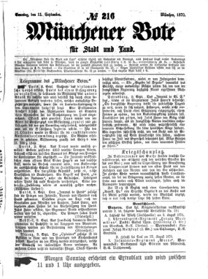 Münchener Bote für Stadt und Land Sonntag 11. September 1870