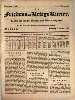 Der Friedens- u. Kriegs-Kurier (Nürnberger Friedens- und Kriegs-Kurier) Montag 6. Oktober 1828