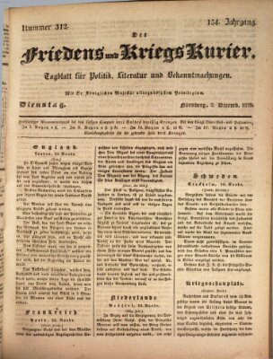 Der Friedens- u. Kriegs-Kurier (Nürnberger Friedens- und Kriegs-Kurier) Dienstag 2. Dezember 1828