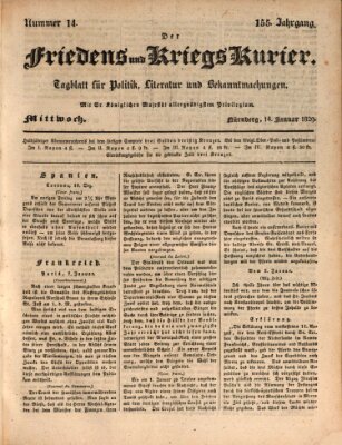 Der Friedens- u. Kriegs-Kurier (Nürnberger Friedens- und Kriegs-Kurier) Mittwoch 14. Januar 1829