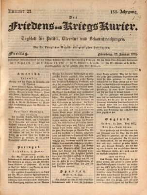 Der Friedens- u. Kriegs-Kurier (Nürnberger Friedens- und Kriegs-Kurier) Freitag 23. Januar 1829