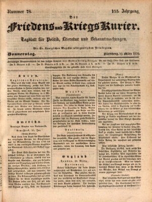 Der Friedens- u. Kriegs-Kurier (Nürnberger Friedens- und Kriegs-Kurier) Donnerstag 19. März 1829