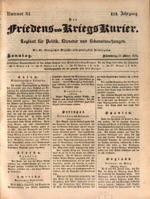 Der Friedens- u. Kriegs-Kurier (Nürnberger Friedens- und Kriegs-Kurier) Sonntag 22. März 1829