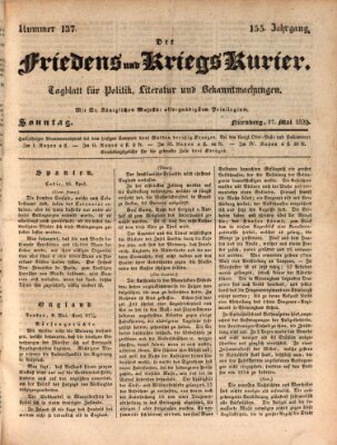 Der Friedens- u. Kriegs-Kurier (Nürnberger Friedens- und Kriegs-Kurier) Sonntag 17. Mai 1829