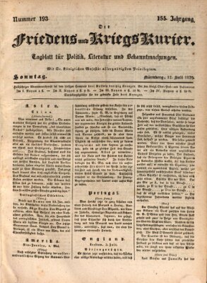 Der Friedens- u. Kriegs-Kurier (Nürnberger Friedens- und Kriegs-Kurier) Sonntag 12. Juli 1829