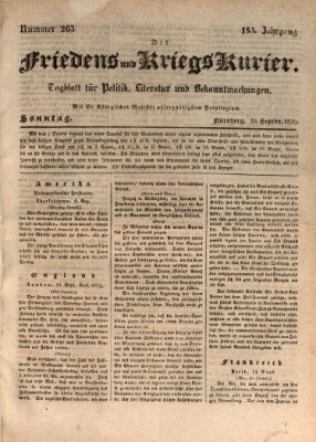 Der Friedens- u. Kriegs-Kurier (Nürnberger Friedens- und Kriegs-Kurier) Sonntag 20. September 1829