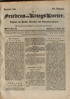 Der Friedens- u. Kriegs-Kurier (Nürnberger Friedens- und Kriegs-Kurier) Mittwoch 21. Oktober 1829
