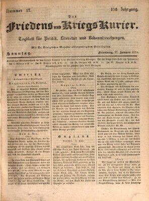 Der Friedens- u. Kriegs-Kurier (Nürnberger Friedens- und Kriegs-Kurier) Sonntag 17. Januar 1830