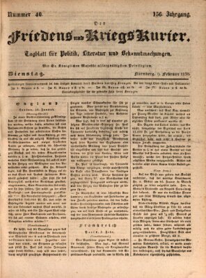 Der Friedens- u. Kriegs-Kurier (Nürnberger Friedens- und Kriegs-Kurier) Dienstag 9. Februar 1830