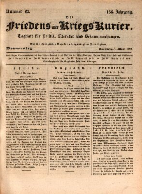 Der Friedens- u. Kriegs-Kurier (Nürnberger Friedens- und Kriegs-Kurier) Donnerstag 4. März 1830
