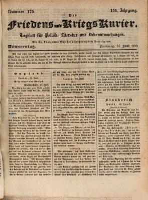 Der Friedens- u. Kriegs-Kurier (Nürnberger Friedens- und Kriegs-Kurier) Donnerstag 24. Juni 1830