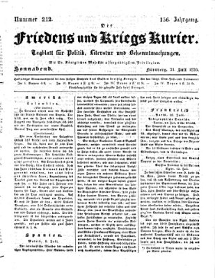 Der Friedens- u. Kriegs-Kurier (Nürnberger Friedens- und Kriegs-Kurier) Samstag 31. Juli 1830