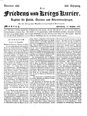 Der Friedens- u. Kriegs-Kurier (Nürnberger Friedens- und Kriegs-Kurier) Montag 20. September 1830