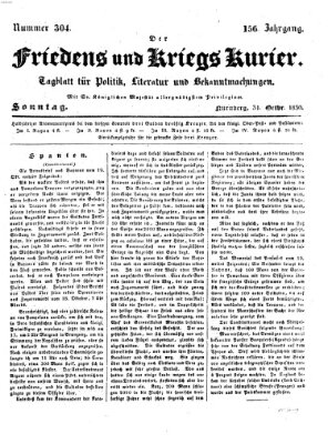 Der Friedens- u. Kriegs-Kurier (Nürnberger Friedens- und Kriegs-Kurier) Sonntag 31. Oktober 1830