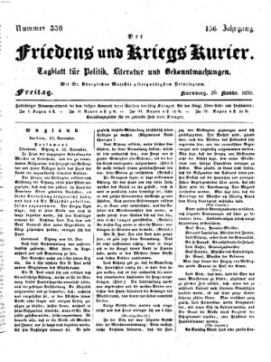 Der Friedens- u. Kriegs-Kurier (Nürnberger Friedens- und Kriegs-Kurier) Freitag 26. November 1830