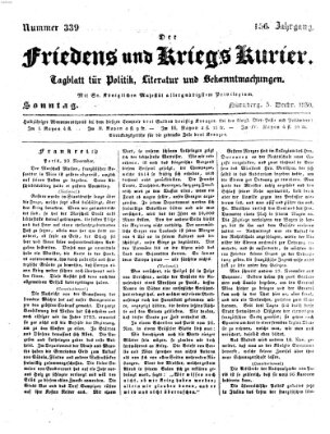 Der Friedens- u. Kriegs-Kurier (Nürnberger Friedens- und Kriegs-Kurier) Sonntag 5. Dezember 1830