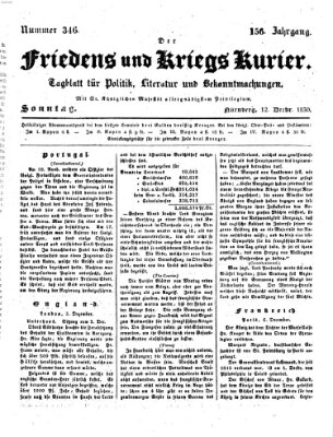 Der Friedens- u. Kriegs-Kurier (Nürnberger Friedens- und Kriegs-Kurier) Sonntag 12. Dezember 1830